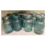 (14) Antique Atlas & Ball Bail Top Qt Fruit Jars