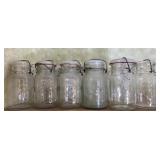 (14) Antique Ball Clear Bail Top Qt Fruit Jars