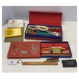 Vtg Pencil Boxes & Local Advertising pieces