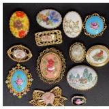 Hand painted Porcelain brooches