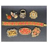 Bakelite? Rose bracelet & brooches