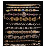 Stone and enamel link bracelets