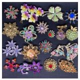 Smaller rhinestone brooches