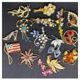 Rhinestone bouquet style brooches