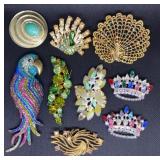 Large rhinestone brooches