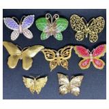 Larger metal & enameled butterfly brooches