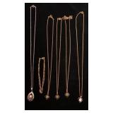 Gold filled necklaces with jade, Opal & Pearl