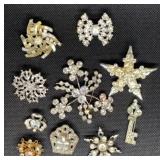 Clear Rhinestone Brooches
