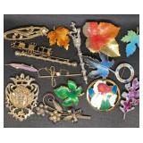 Enamel leaf and bar pins