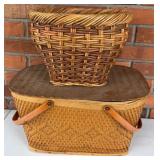 Vtg Picnic Basket & Planter Basket