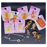 Breast Cancer pins and bracelet