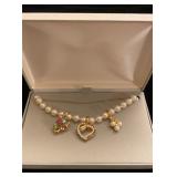 Gold and Pearl look necklaces with clip pendants