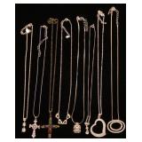 Silver tone necklaces with pendants