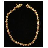 10K yellow gold ruby & diamond tennis bracelet