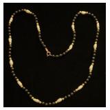 14K bead & clasp Onyx & freshwater Pearl