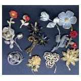 Stemmed flower brooch/pins