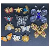 Rhinestone Butterfly Brooches
