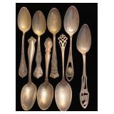 Sterling collector and teaspoons
