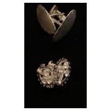 Sterling cuff links and screw back earrings