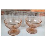 Pink Depression Sherbet & Antique LaFlour Glasses