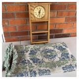 Handmade Oak clock & woven Throw