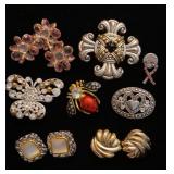 Brooches and clip on earrings