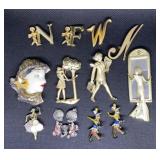 Lady and initial  pins