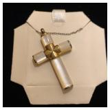 Sterling and Mother of Pearl cross pendant