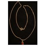18 inch sterling box chain with garnet? Pendant