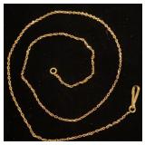 14K yellow gold open link chain with hook clasp