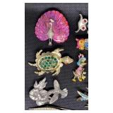 Bird & Turtle Brooches