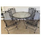 Wrought Iron Patio Table & Spring Chairs