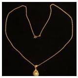 14K yellow gold, Pearl & diamond necklace