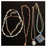 Glass pendant and natural stone necklaces