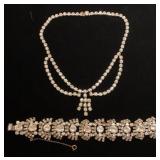 Antique clear rhinestone choker & bracelet