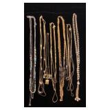 Multiple strand long necklaces