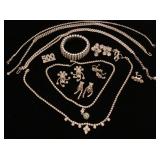 Antique crystal clip earrings, necklaces and