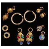 Clip-on hoop earrings with dangles