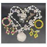 Rose Quartz carved necklace