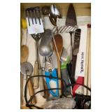 Kitchen utensils and towel rack