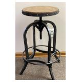Metal base rotating wood seat stool
