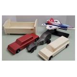 Wood Derby cars, plane