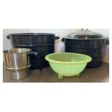 Enamel Canners (one is missing a lid)