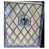 Antique Leaded Glass Panel with Stained Glass