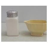 Milk glass sugar shaker& creamer