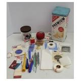 Sewing supplies & cracker tin