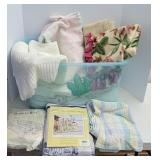 Tote of blankets& sheets