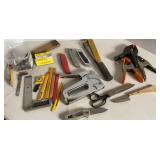 Layout Tools, Staple Gun, knives & Clamps