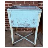 Galvanized freestanding wash tub on casters