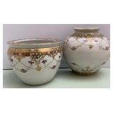 Antique Nippon Hand Painted Stoneware Pottery